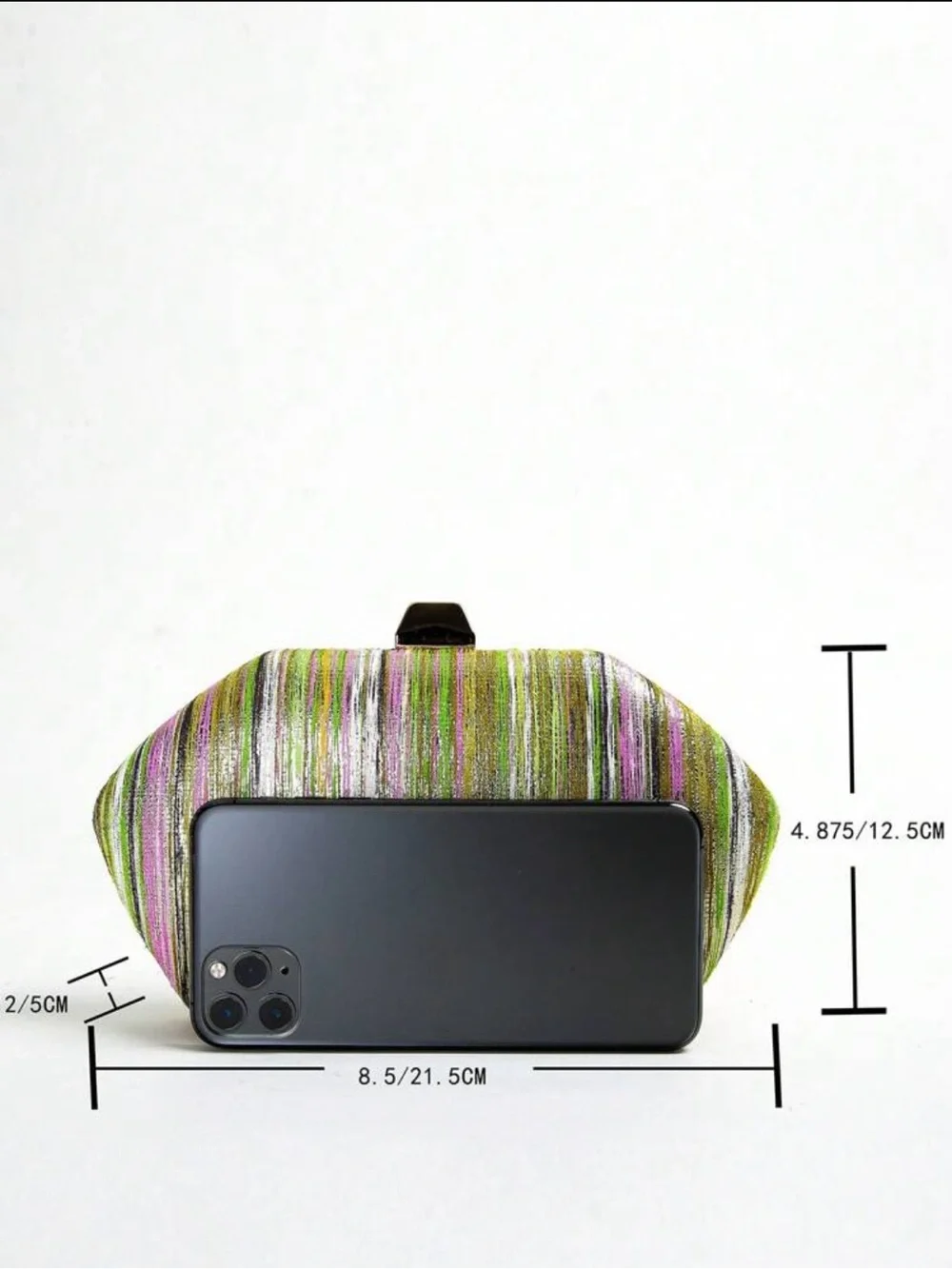 Multicolor Metallic Stripe Hard Case Clutch Crossbody Bag